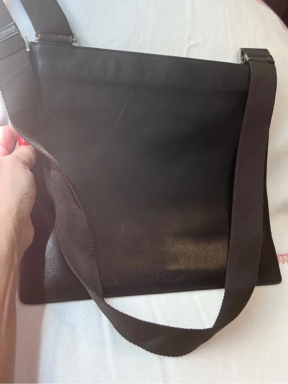 Prada⭐️Brown Embossed Leather Crossbody Bag